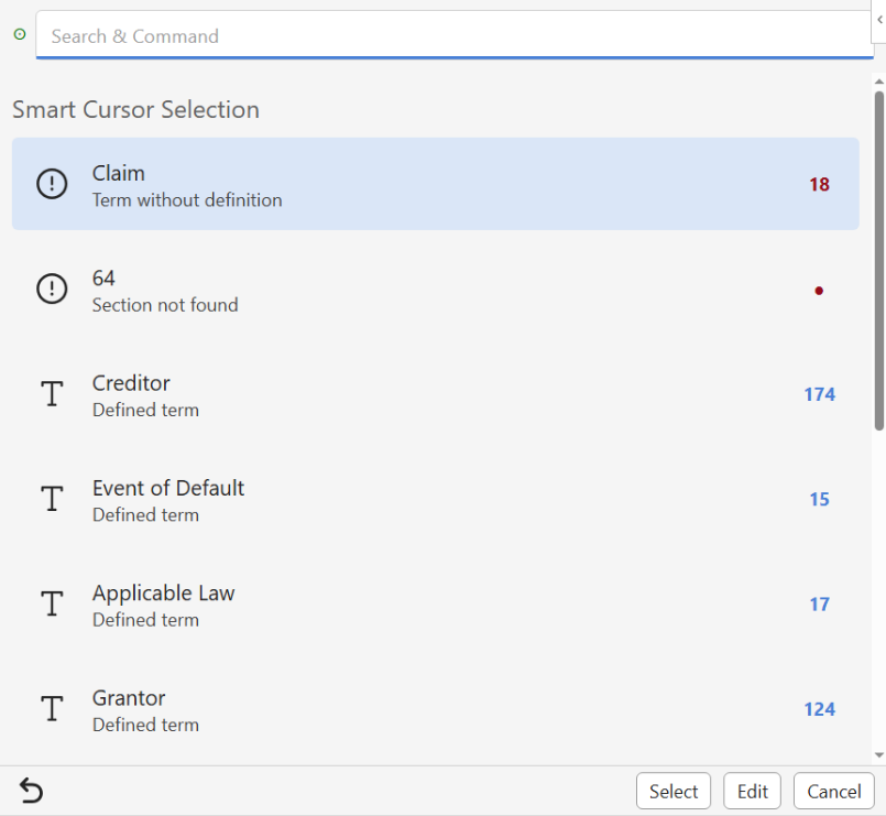 Defined terms and navigation view in TermLynx